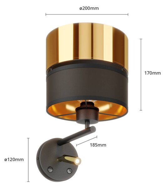 Kinkiet Hilton TK Lighting, czarny, salon / jadalnia, metal, nowoczesny