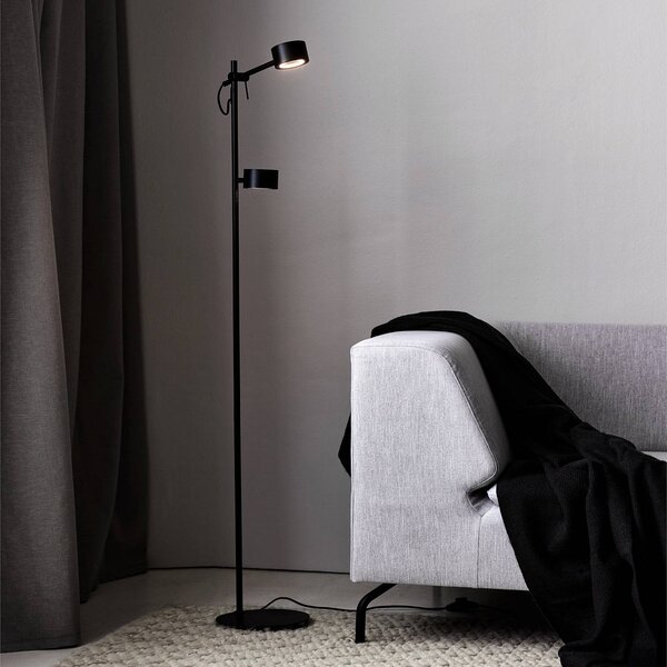 Nordlux Lampa stojąca LED Clyde, możliwość ściemniania, czarny, salon / jadalnia, metal, nowoczesny