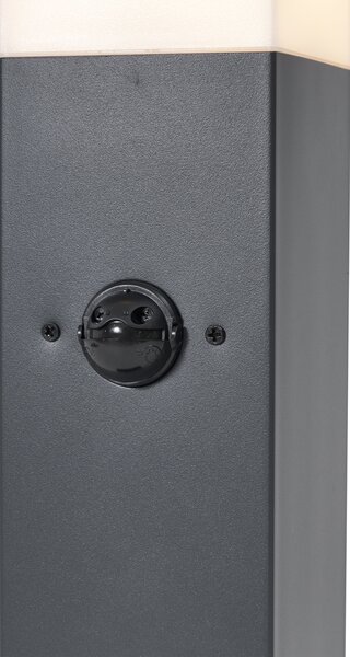 Lampa zewnętrzna ciemnoszara ze szkłem opalowym 45 cm IP44 z gniazdem i czujnikiem ruchu - Malios