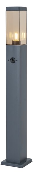 Lampa zewnętrzna ciemnoszara z przydymionym szkłem 80 cm IP44 z gniazdem i czujnikiem ruchu - Malios