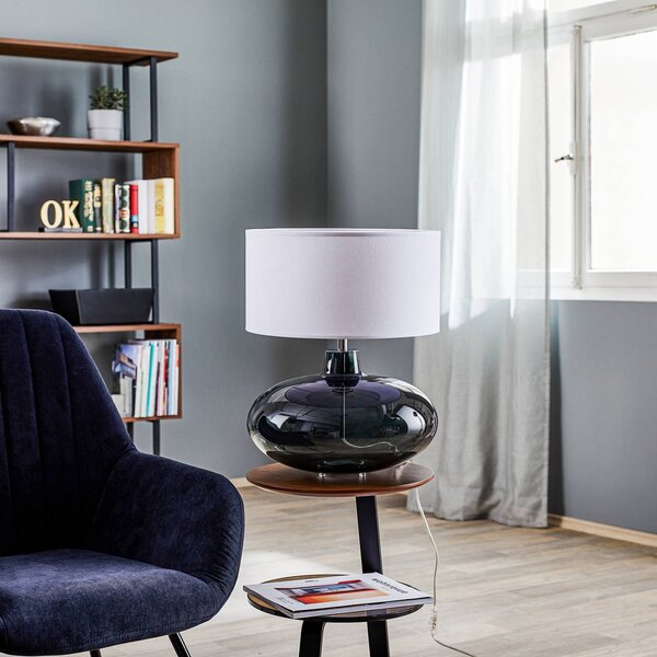 Lampa stołowa Skien Argon, aluminiowy / szary / cynkowy, salon / jadalnia, szkło, nowoczesny