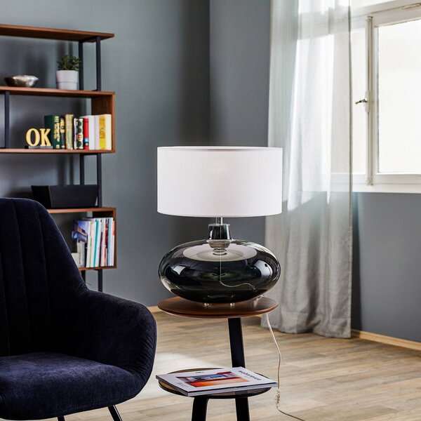 Lampa stołowa Skien Argon, aluminiowy / szary / cynkowy, salon / jadalnia, szkło, nowoczesny