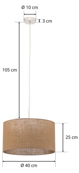 Lampa wisząca Jute cylinder Duolla, możliwość ściemniania, brązowy / rdzawy, salon / jadalnia, tkanina / materiał / jedwab, dworkowy / rustykalny