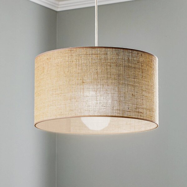 Lampa wisząca Jute cylinder Duolla, możliwość ściemniania, brązowy / rdzawy, salon / jadalnia, tkanina / materiał / jedwab, dworkowy / rustykalny