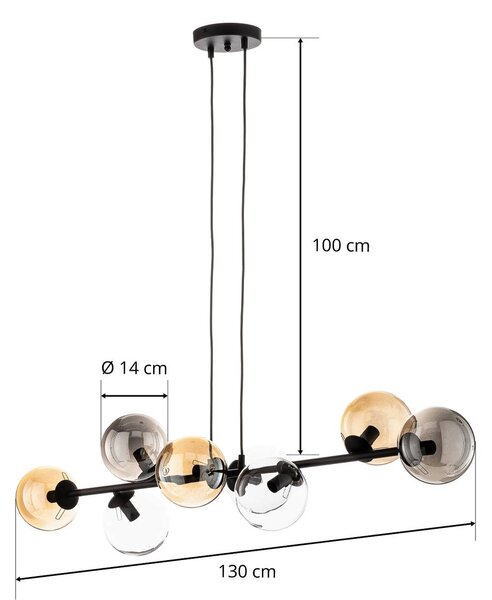 Lampa wisząca Glassy EMIBIG LIGHTING, możliwość ściemniania, czarny, salon / jadalnia, szkło, nowoczesny