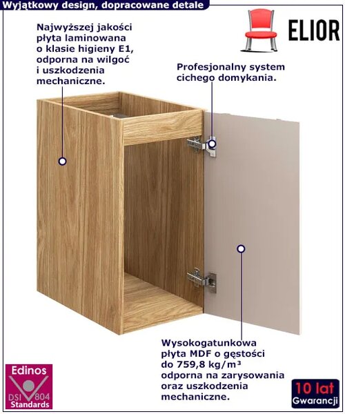 Beżowa wisząca szafka łazienkowa z frontem 3D W2-K87
