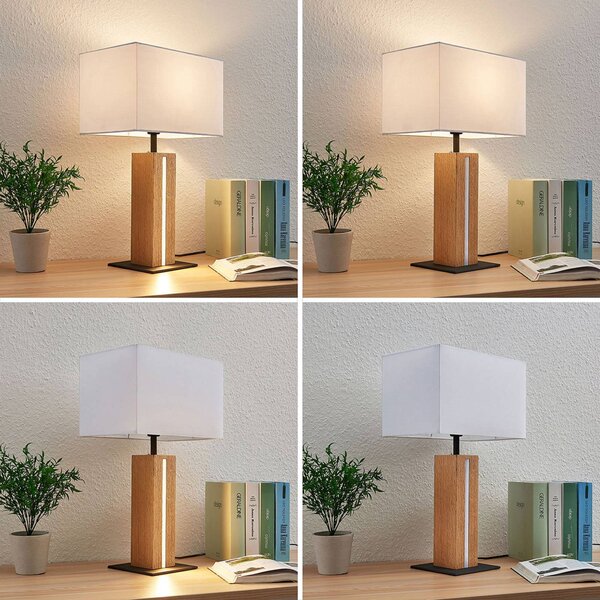 Lampa stołowa Garry Lindby, możliwość ściemniania, biały / opal, salon / jadalnia, tkanina / materiał / jedwab, nowoczesny