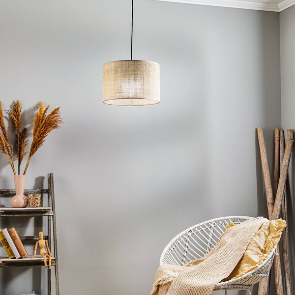 Lampa wisząca Juta TK Lighting, możliwość ściemniania, brązowy / rdzawy, salon / jadalnia, tkanina / materiał / jedwab