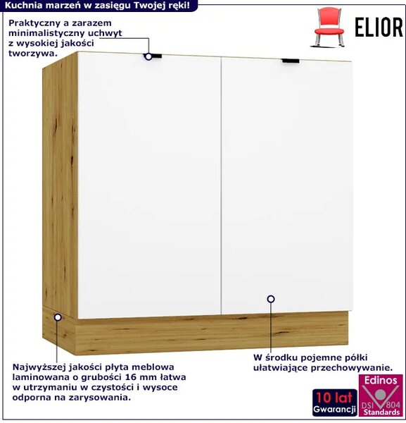 Dolna szafka kuchenna 80 cm biały + dąb artisan B3-P78