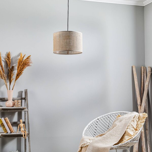 Lampa wisząca Juta TK Lighting, możliwość ściemniania, brązowy / rdzawy, salon / jadalnia, tkanina / materiał / jedwab