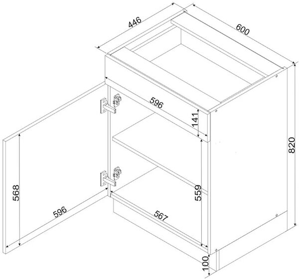 Szafka kuchenna dolna z szufladą 60 cm biały + dąb artisan K7-H57