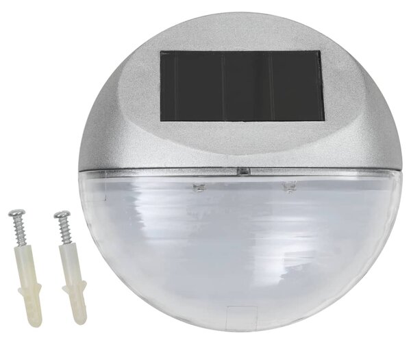 Ścienne lampy solarne LED na zewnątrz, 12 szt, okrągłe, srebrne