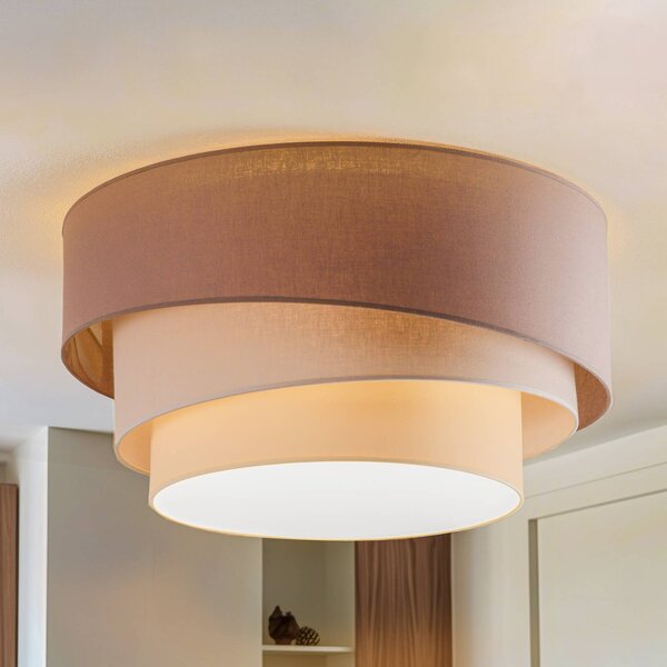 Lampa sufitowa Trio Max Euluna, możliwość ściemniania, brązowy / rdzawy, salon / jadalnia, tkanina / materiał / jedwab, nowoczesny
