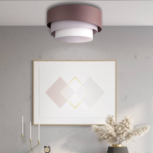 Lampa sufitowa Trio Max Euluna, możliwość ściemniania, brązowy / rdzawy, salon / jadalnia, tkanina / materiał / jedwab, nowoczesny