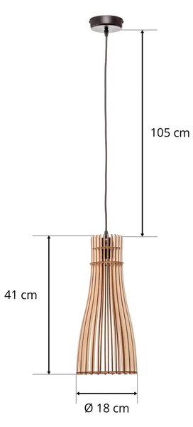 Lampa wisząca Bottle TEMAR LIGHTING, możliwość ściemniania, jasne drewno, salon / jadalnia, drewno, dworkowy / rustykalny