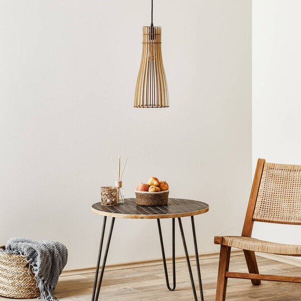 Lampa wisząca Bottle TEMAR LIGHTING, możliwość ściemniania, jasne drewno, salon / jadalnia, drewno, dworkowy / rustykalny