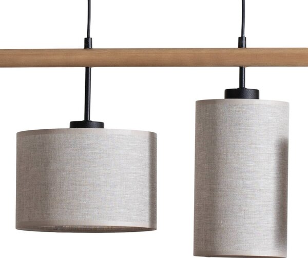 Żyrandol Deva Nature, 4-punktowa, tekstylna Nature TK Lighting, możliwość ściemniania, jasne drewno, salon / jadalnia, drewno, skandynawski