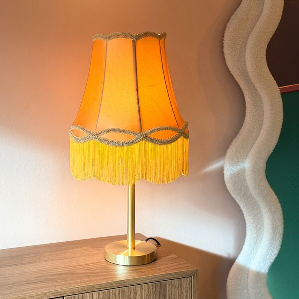 Klasyczna lampa stołowa mosiądz z abażurem Granny złoto 30 cm - Simplo