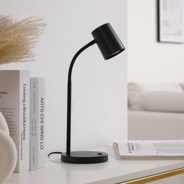Lampa stołowa Radka Lindby, czarny, biuro, tworzywo sztuczne, nowoczesny