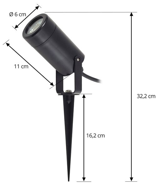 Lampa z grotem ziemnym Lindby Thorgal, Ø 6 cm, czarna, zestaw 3 sztuk Thorgal Lindby, możliwość ściemniania, czarny, tworzywo sztuczne, nowoczesny