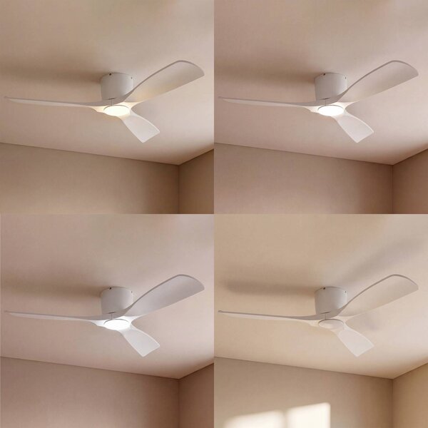 Lucande Smart – wentylator sufitowy LED Moneno, biały, DC, Tuya Moneno Lucande, możliwość ściemniania, biały / opal, salon / jadalnia, metal, nowoczesny