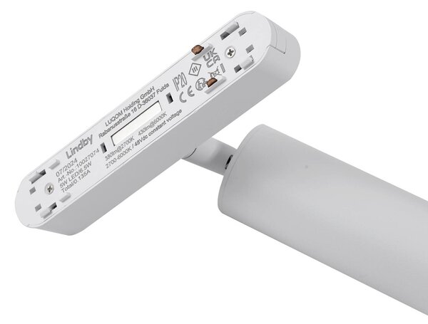 System szynowy 48 V Lumaro, spoty, 5-punktowe, białe, Ø 4 cm, CCT Lumaro 48V Lindby, możliwość ściemniania, biały / opal, salon / jadalnia, aluminium, nowoczesny