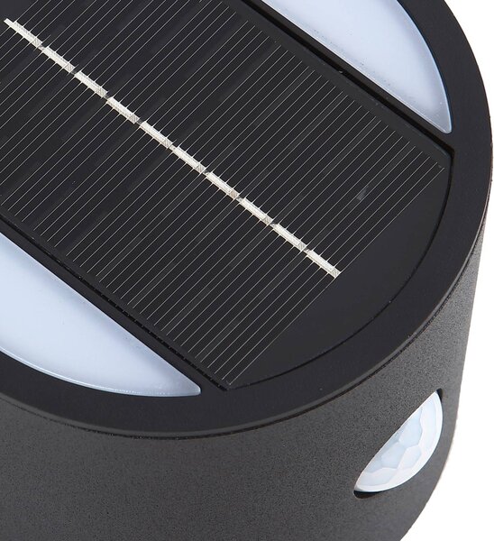 Lindby kinkiet LED solar Amren, czarny, ABS, czujnik Amren, czarny, tworzywo sztuczne, nowoczesny
