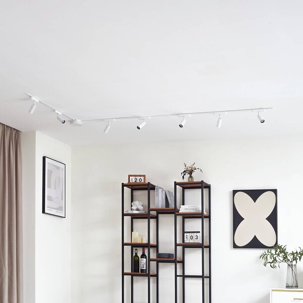 System szynowy 48 V Lumaro, spoty, 7-punktowe, białe, Ø4cm, ściemniane Lumaro 48V Lindby, możliwość ściemniania, biały / opal, salon / jadalnia, aluminium, nowoczesny