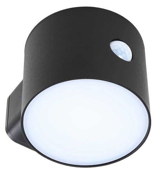 Lindby kinkiet LED solar Amren, czarny, ABS, czujnik Amren, czarny, tworzywo sztuczne, nowoczesny