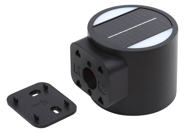 Lindby kinkiet LED solar Amren, czarny, ABS, czujnik Amren, czarny, tworzywo sztuczne, nowoczesny