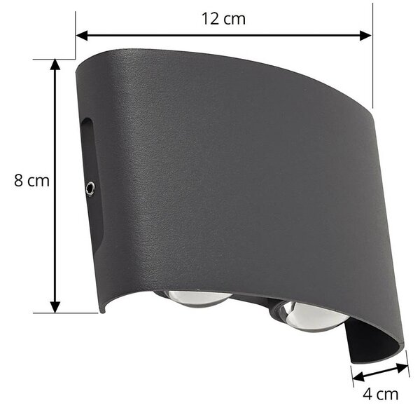 Kinkiet zewnętrzny LED Ithan Lindby, czarny, aluminium, nowoczesny