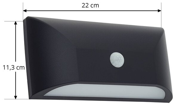 Lampa zewnętrzna z czujnikiem ruchu Siana Lindby, czarny, tworzywo sztuczne, nowoczesny