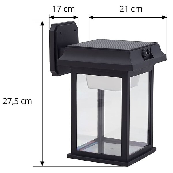 Lindby kinkiet LED Latarka, wysokość 27,5 cm, czujnik Latarka, czarny, tworzywo sztuczne, nowoczesny