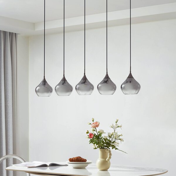 Lampa wisząca szklana Jarven Lucande, możliwość ściemniania, aluminiowy / szary / cynkowy, salon / jadalnia, szkło, nowoczesny