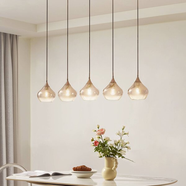 Lampa wisząca szklana Jarven Lucande, możliwość ściemniania, aluminiowy / szary / cynkowy, salon / jadalnia, szkło, nowoczesny