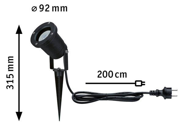 Paulmann 94731 reflektor z grotem ziemnym LED, czarny, metal