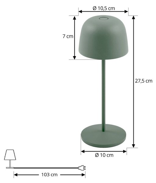 Lindby Lampa stołowa LED Arietty, zielona, ściemniana, IP65 Arietty Lindby, możliwość ściemniania, zielony, salon / jadalnia, aluminium, nowoczesny