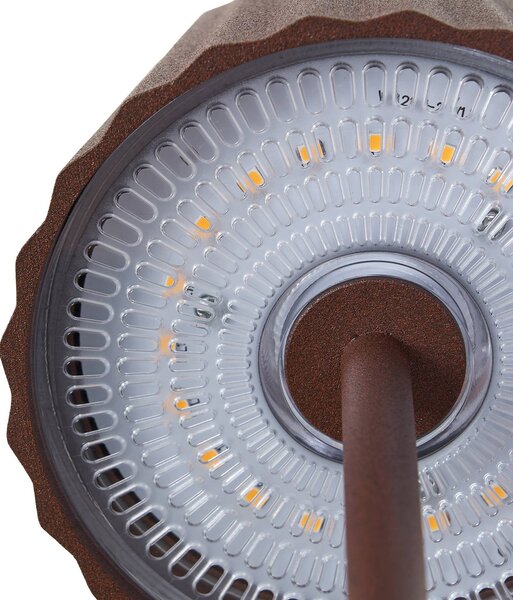 Lindby lampa stołowa LED Esali, rdzawobrązowa, IP65 Esali Lindby, możliwość ściemniania, brązowy / rdzawy, salon / jadalnia, aluminium, nowoczesny