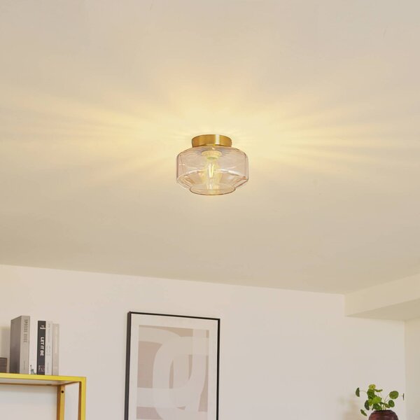Lampa sufitowa Hildur Lindby, możliwość ściemniania, kremowy / amber, salon / jadalnia, szkło
