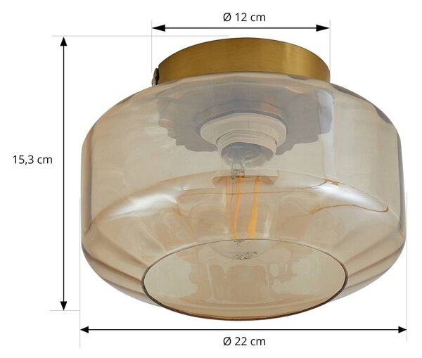 Lampa sufitowa Hildur Lindby, możliwość ściemniania, kremowy / amber, salon / jadalnia, szkło