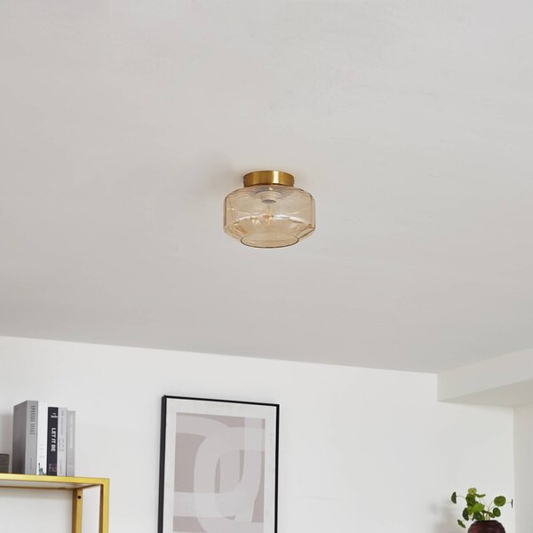 Lampa sufitowa Hildur Lindby, możliwość ściemniania, kremowy / amber, salon / jadalnia, szkło