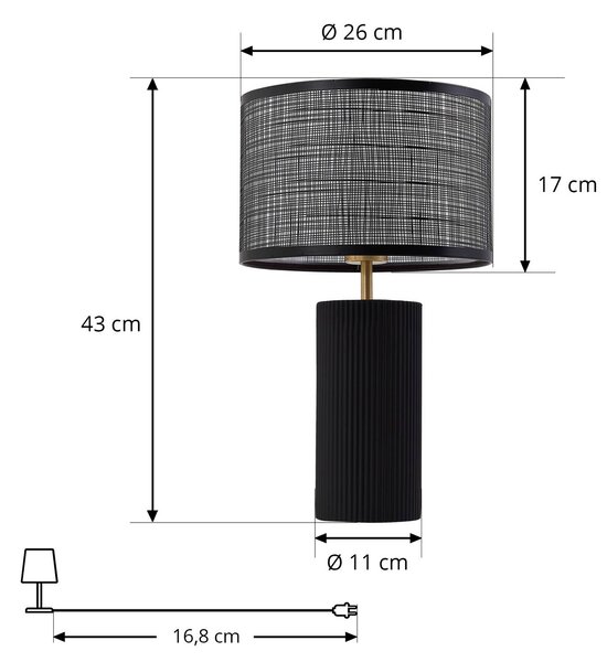 Lampa stołowa Sorscha Lindby, czarny, salon / jadalnia, szkło, nowoczesny