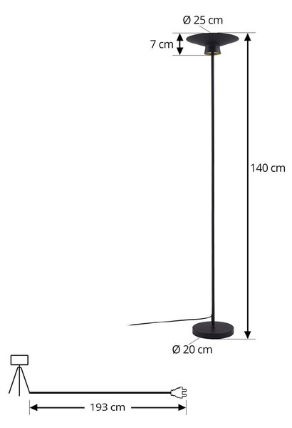 Lampa stojąca LED Norvind Lindby, czarny, salon / jadalnia, metal, nowoczesny