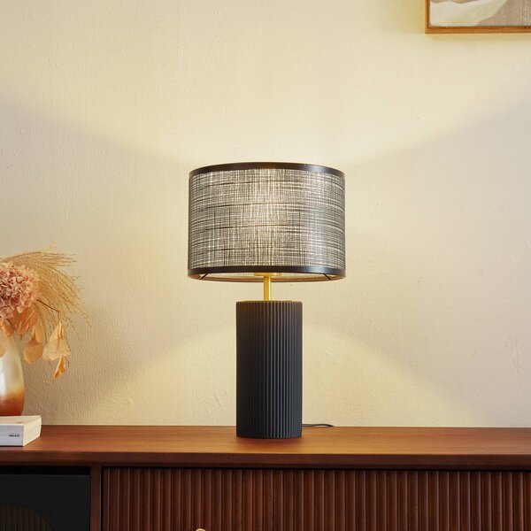 Lampa stołowa Sorscha Lindby, czarny, salon / jadalnia, szkło, nowoczesny