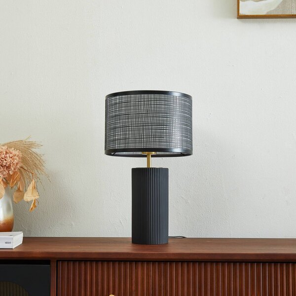 Lampa stołowa Sorscha Lindby, czarny, salon / jadalnia, szkło, nowoczesny