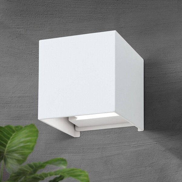 ORION Kinkiet zewnętrzny LED Cube, biały / opal, aluminium, nowoczesny