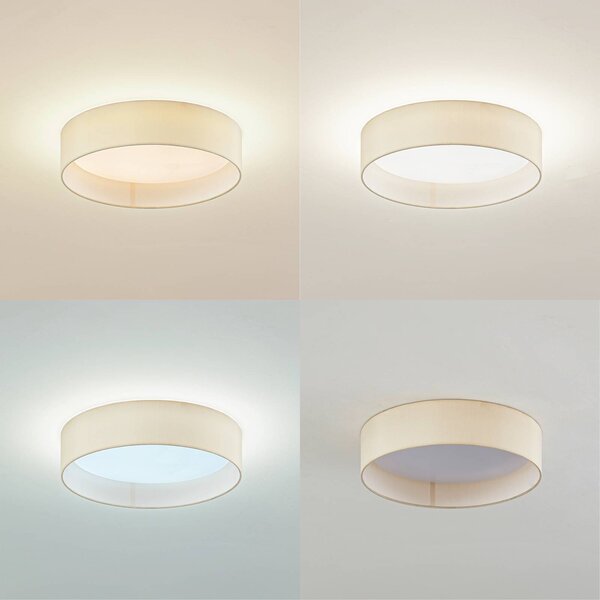 Lampa sufitowa LED Eilif Lindby, kremowy / amber, salon / jadalnia, tkanina / materiał / jedwab, nowoczesny