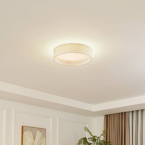 Lampa sufitowa LED Eilif Lindby, kremowy / amber, salon / jadalnia, tkanina / materiał / jedwab, nowoczesny