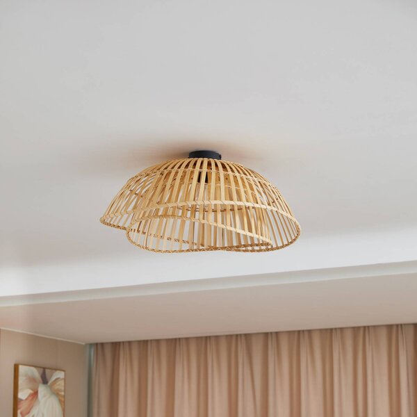 Lampa sufitowa Ilajus Lindby, możliwość ściemniania, jasne drewno, salon / jadalnia, bambus, skandynawski