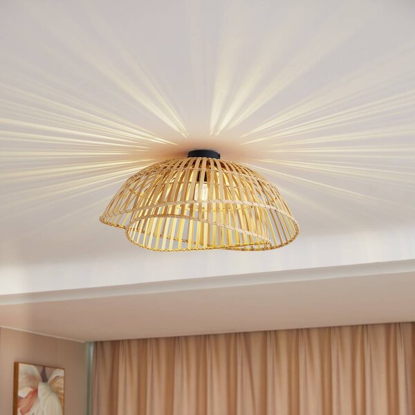 Lampa sufitowa Ilajus Lindby, możliwość ściemniania, jasne drewno, salon / jadalnia, bambus, skandynawski